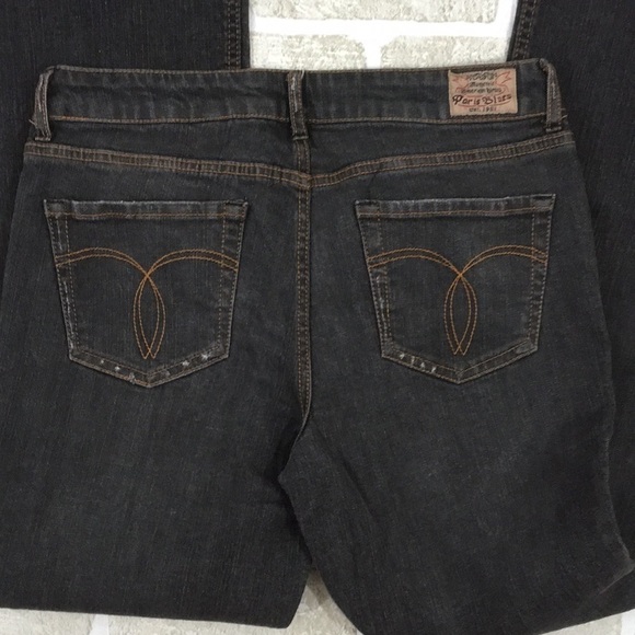 𝅺VINTAGE Paris Blues Faded Black Flare Bottom Jeans Juniors 11 - Picture 3 of 9